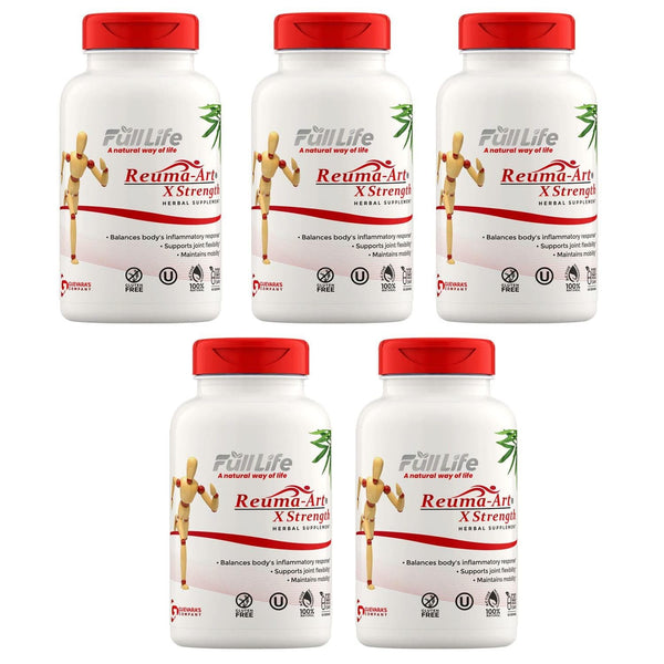 Reuma-Art X-Strength - Joint Health Relief & Support Joint Discomfort & Mobility Kosher - 5 x 120 Veggie Capsules (600 Caps) - Full Life Direct