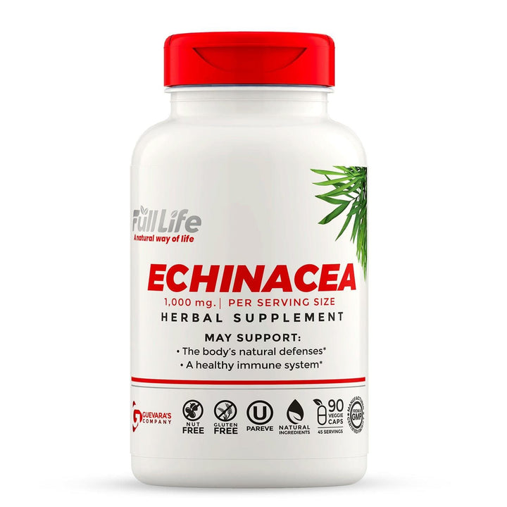 Echinacea 500 Mg - Supports Healthy Immune System Kosher - 90 Veggie Capsules - Full Life Direct