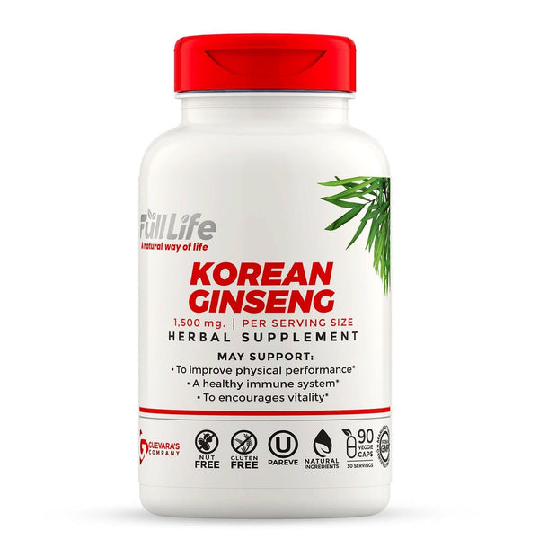Korean Ginseng - 1,500 Mg - Supports Healthy Energy, Focus & Vitality Kosher - 90 Veggie Capsules - Full Life Direct
