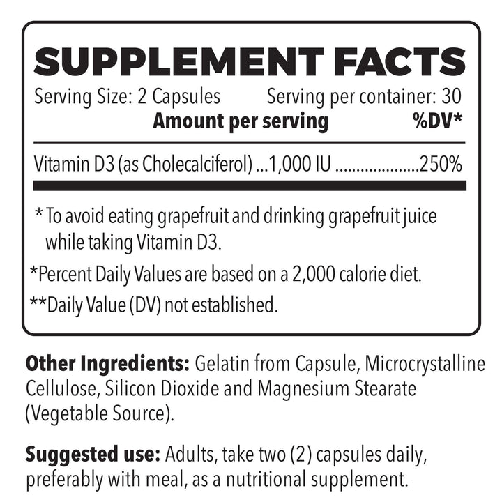 Vitamin D3 - 60 Veggie Capsules - Full Life Direct