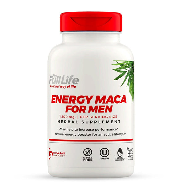Energy Black Maca Formula for Men - 580 Mg - Healthy Natural Energy Booster Kosher - 120 Veggie Capsules - Full Life Direct